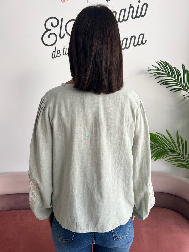 Camisa Lety aguamarina