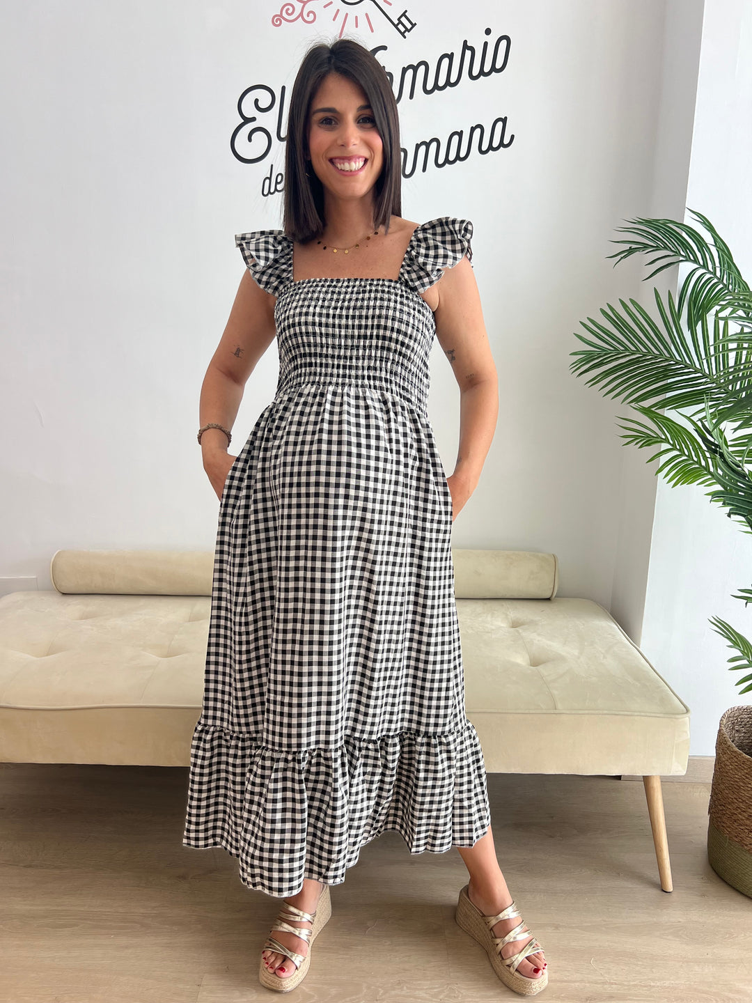 Vestido Vichy negro