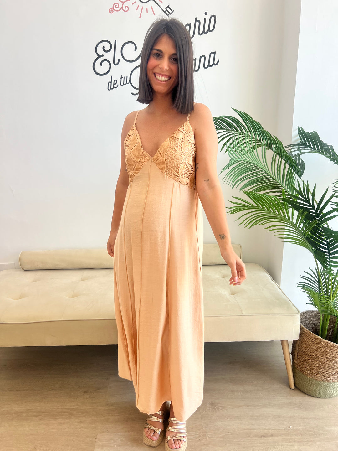 Vestido Gala beige