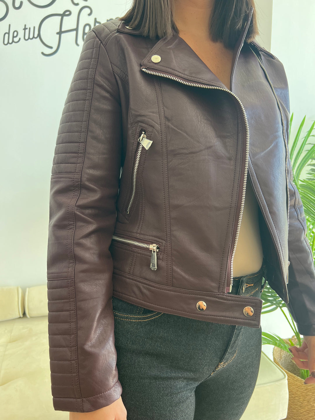 Chaqueta Biker vino