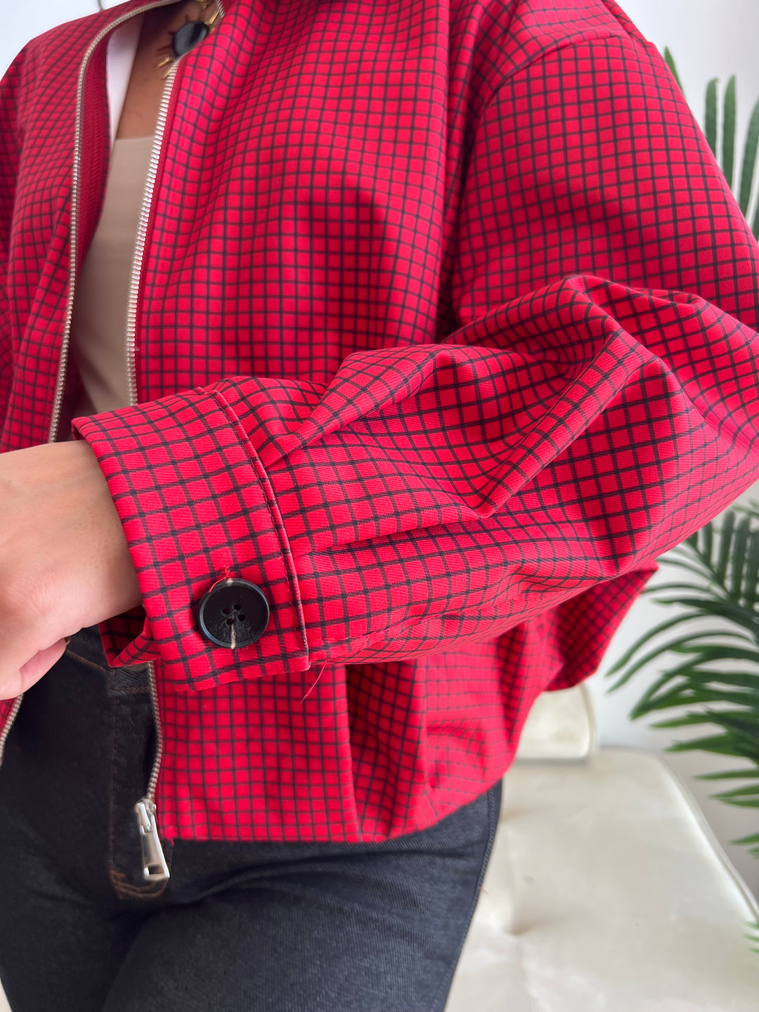 Chaqueta Vichy Bomber rojo