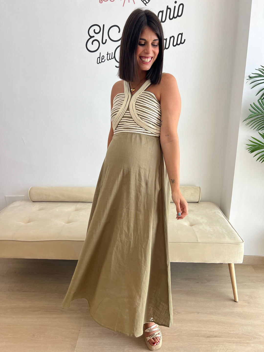 Vestido Tina verde militar