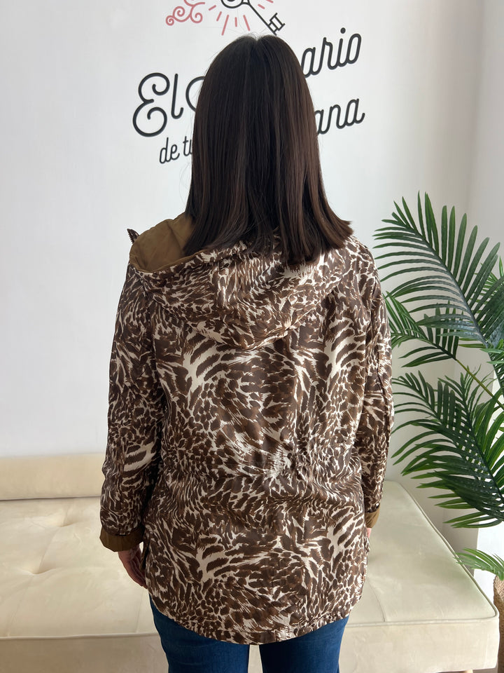 Chaqueta Reversible Leopardo miel