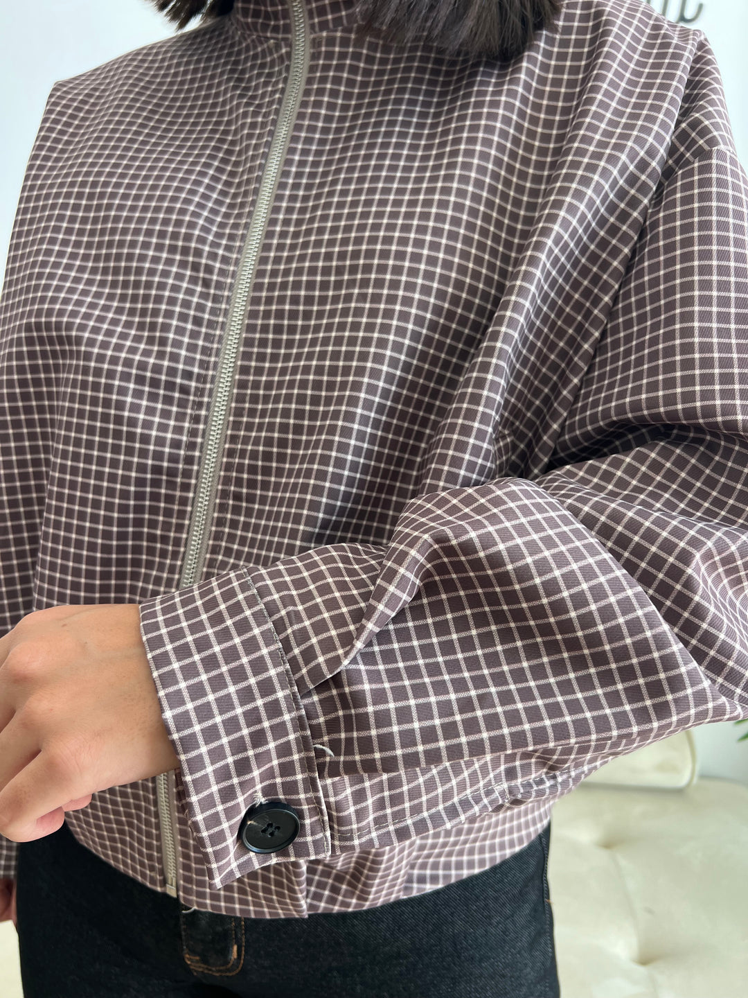 Chaqueta Vichy Bomber moka