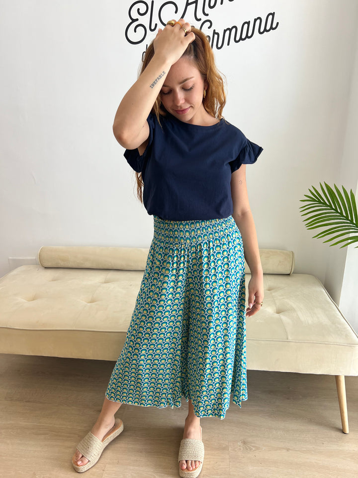 Pantalón Sheila azul y amarillo