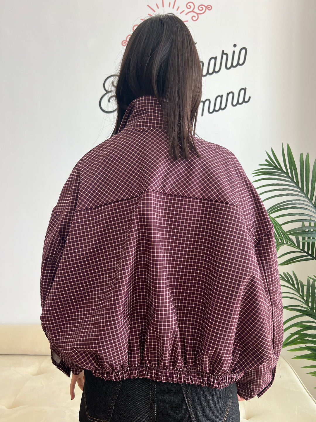 Chaqueta Vichy Bomber berenjena