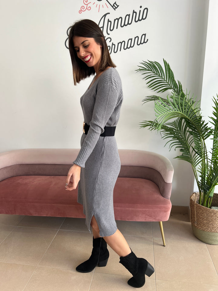 Vestido Canalé gris