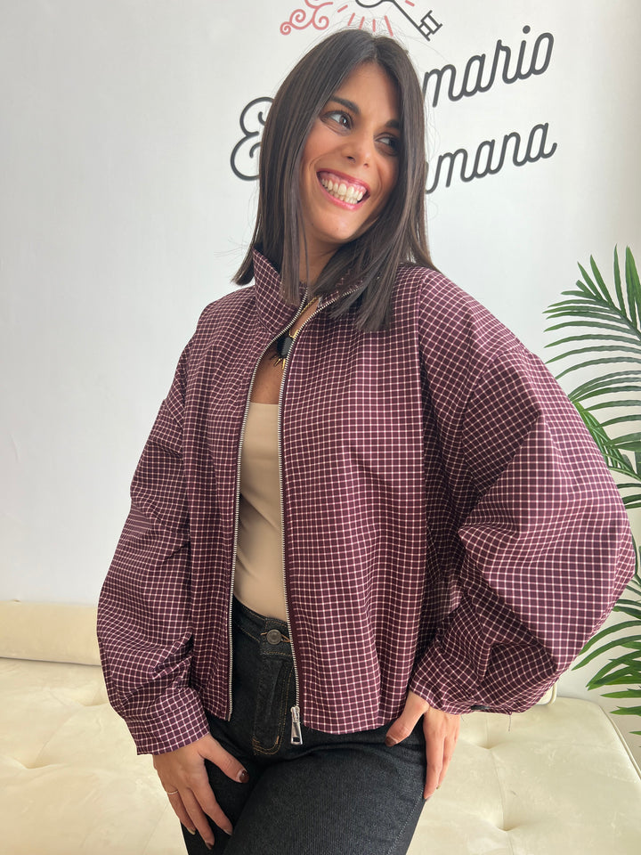 Chaqueta Vichy Bomber berenjena