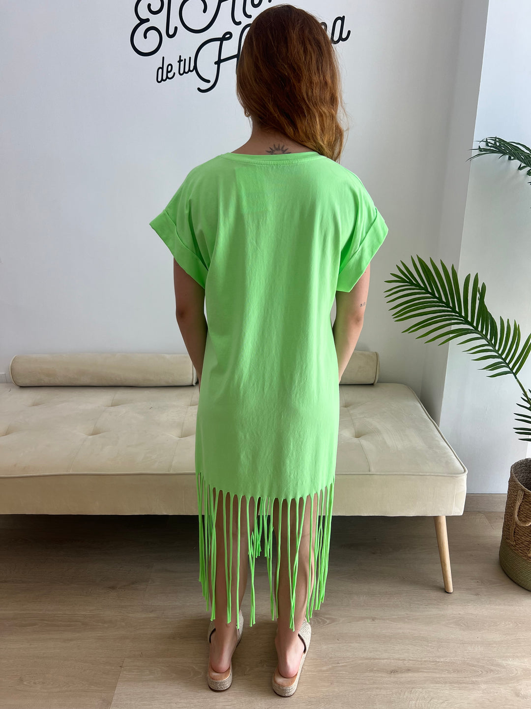 Vestido Flecos verde