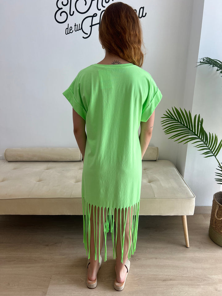 Vestido Flecos verde