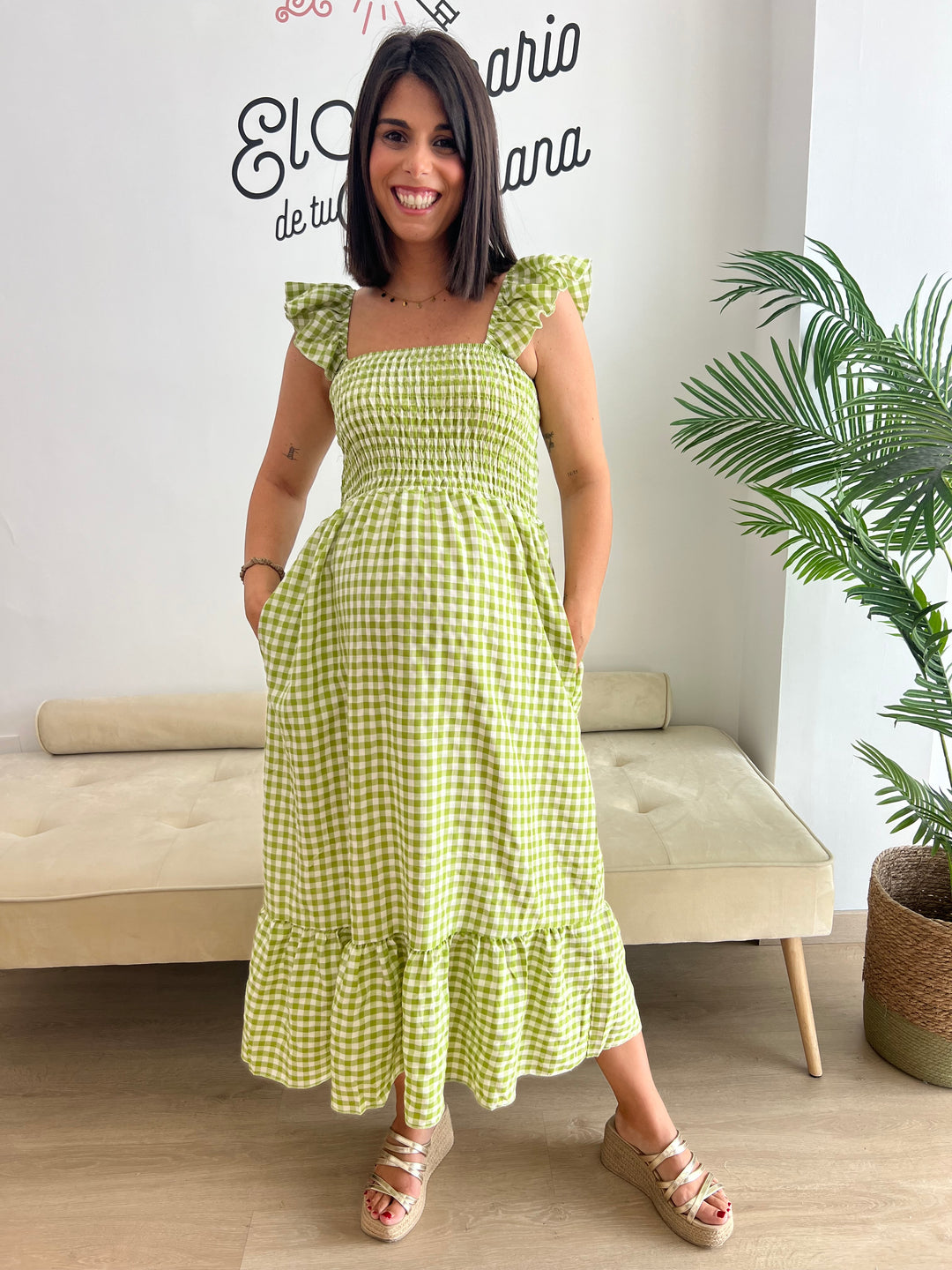 Vestido Vichy verde