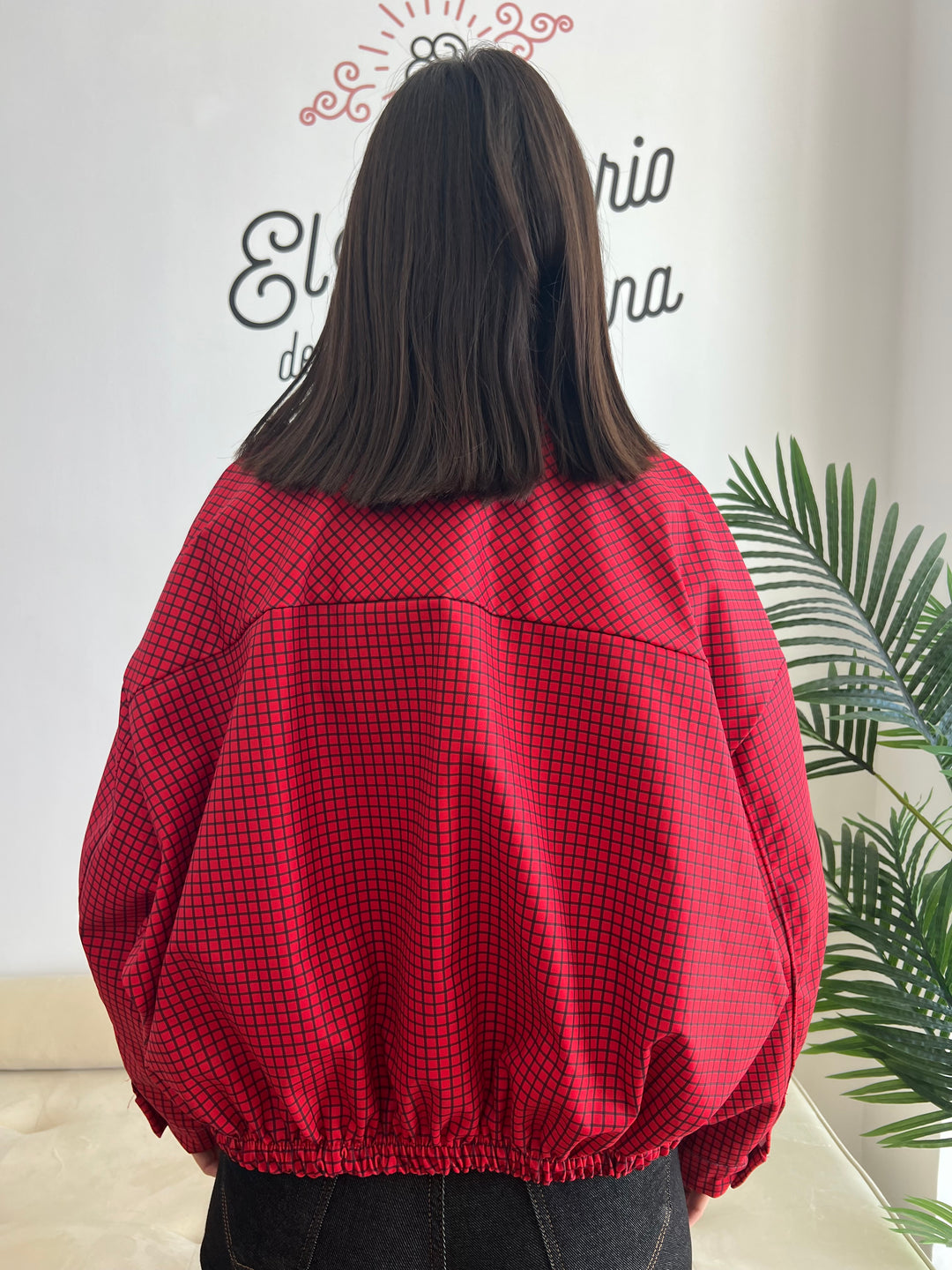 Chaqueta Vichy Bomber rojo