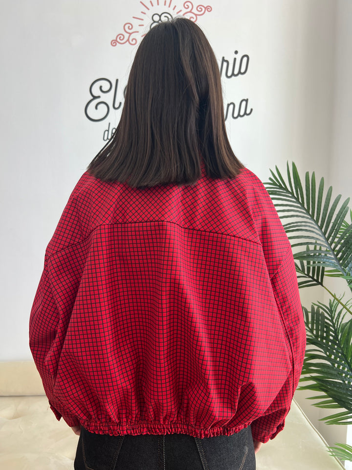 Chaqueta Vichy Bomber rojo