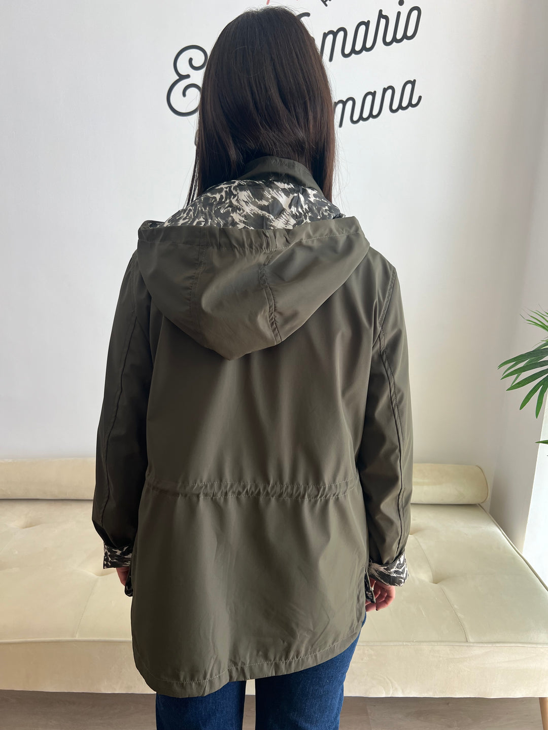 Chaqueta Reversible Leopardo verde militar