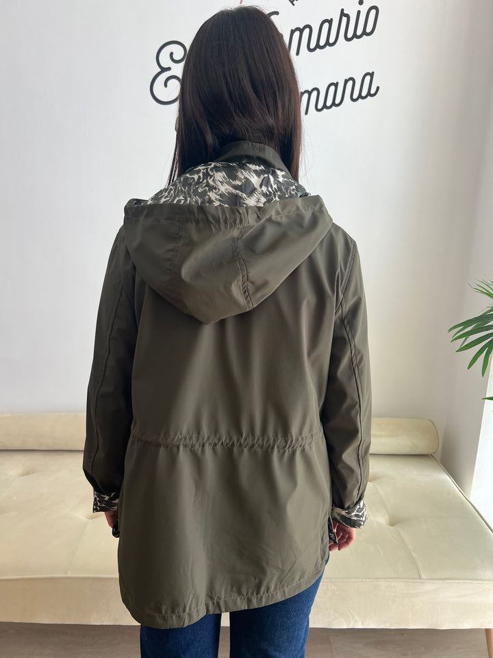 Chaqueta Reversible Leopardo verde militar