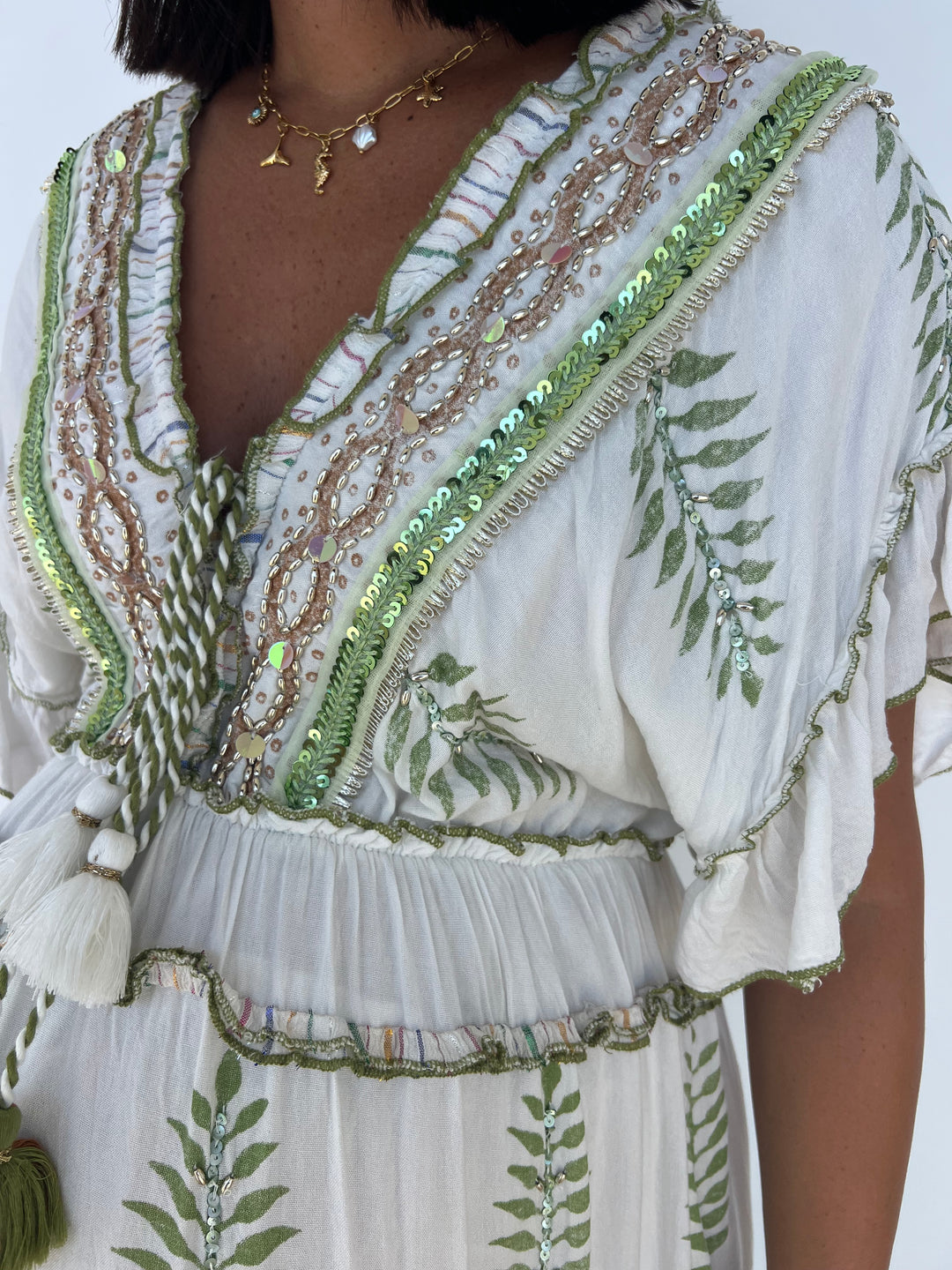 Vestido Mahira militar y marrón