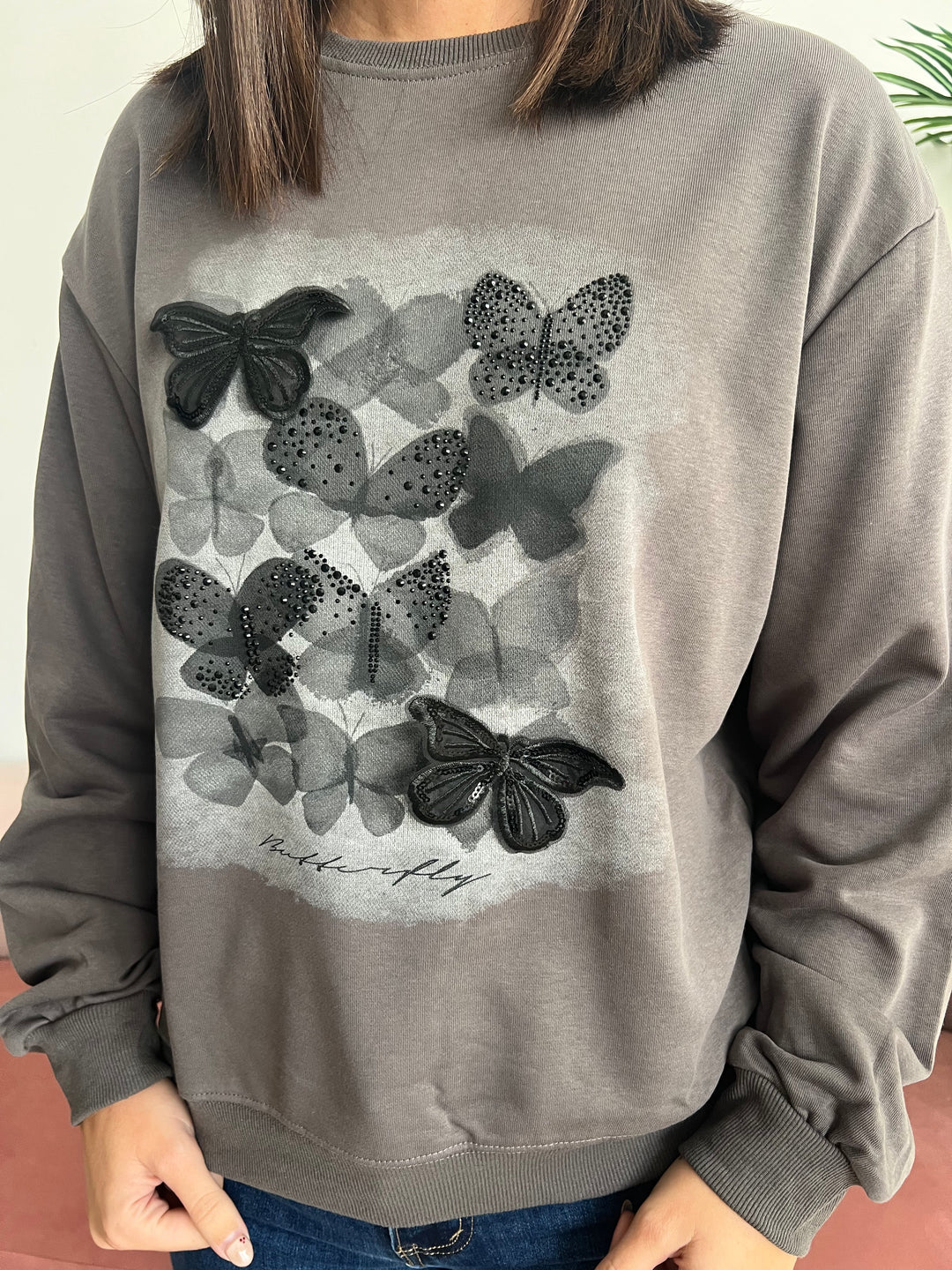 Sudadera Butterfly gris