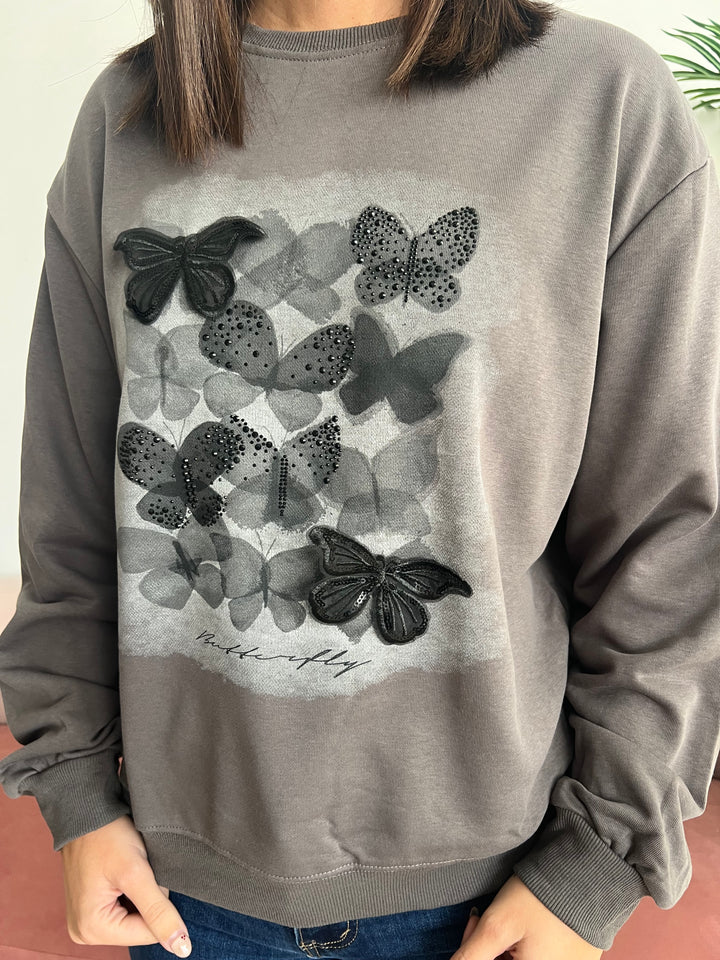 Sudadera Butterfly gris