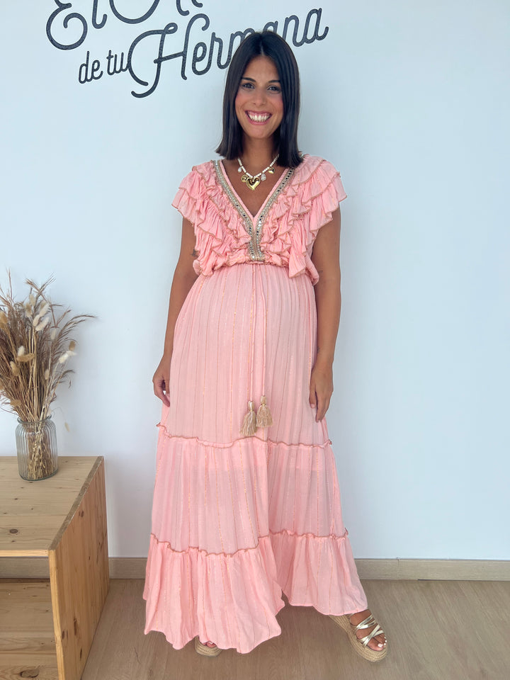 Vestido Saona largo rosa