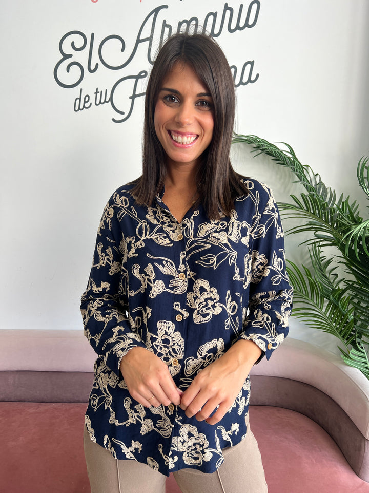 Camisa Alejandra azul marino