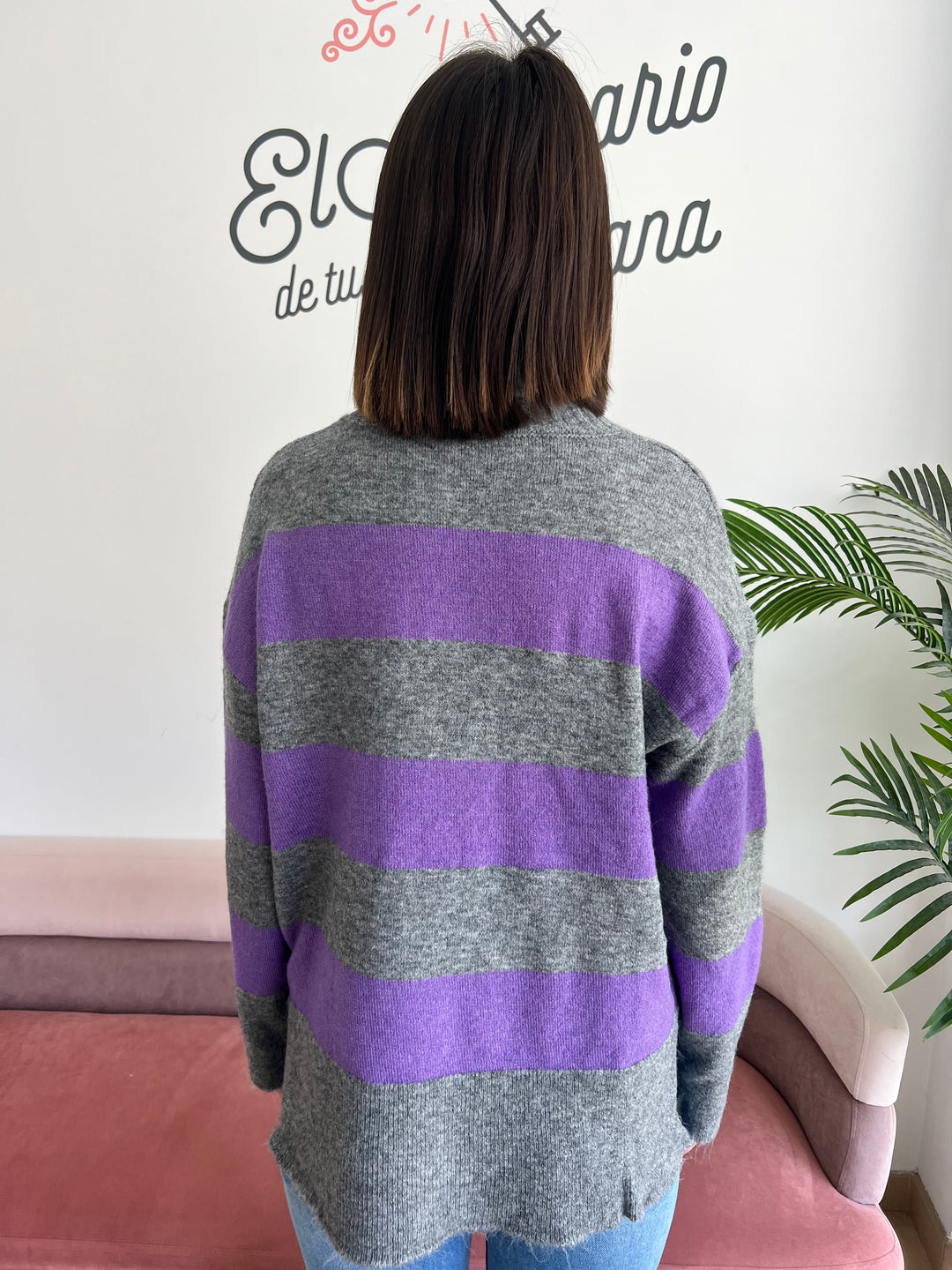 Jersey Ingrid gris y morado