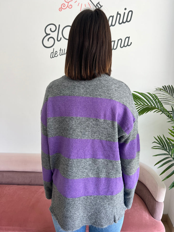 Jersey Ingrid gris y morado