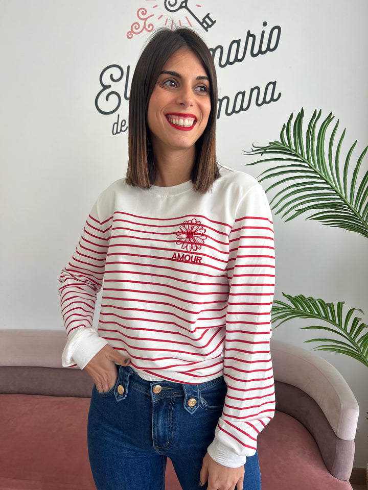 Sudadera Rayas rojo