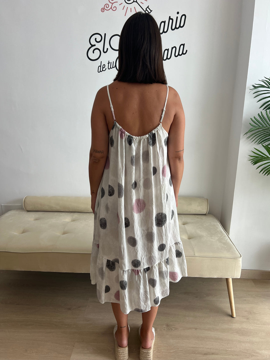 Vestido Damaris lunares rosa