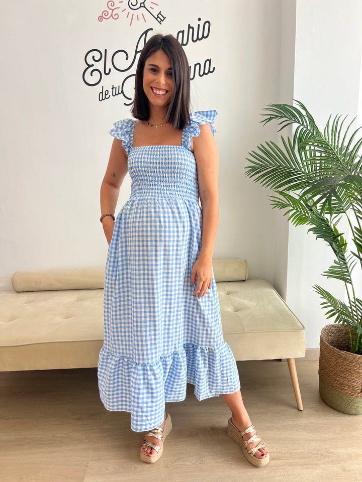 Vestido Vichy celeste