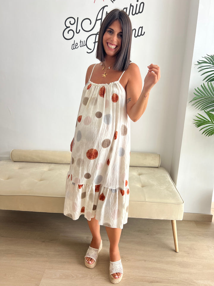 Vestido Damaris lunares teja