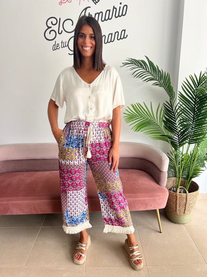 Pantalón Camila buganvilla