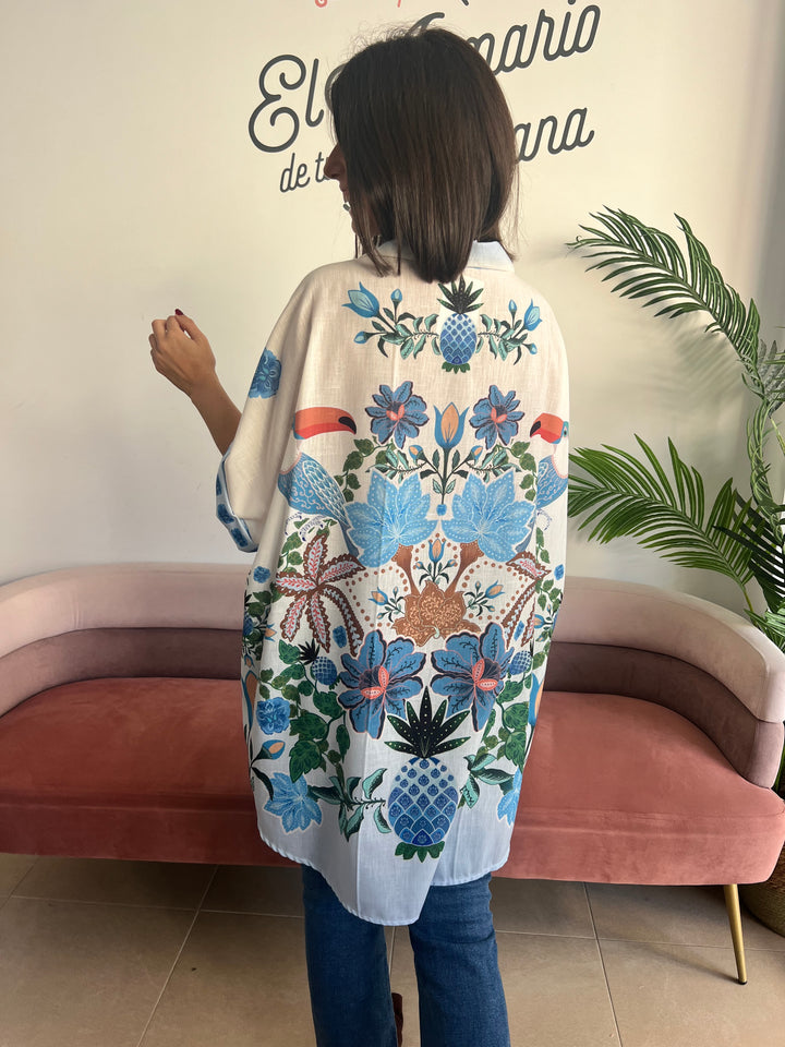 Camisa Tropical azul