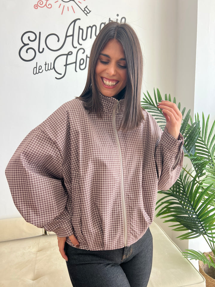 Chaqueta Vichy Bomber moka