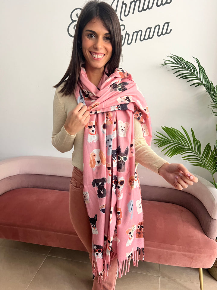 Bufanda Dogs rosa