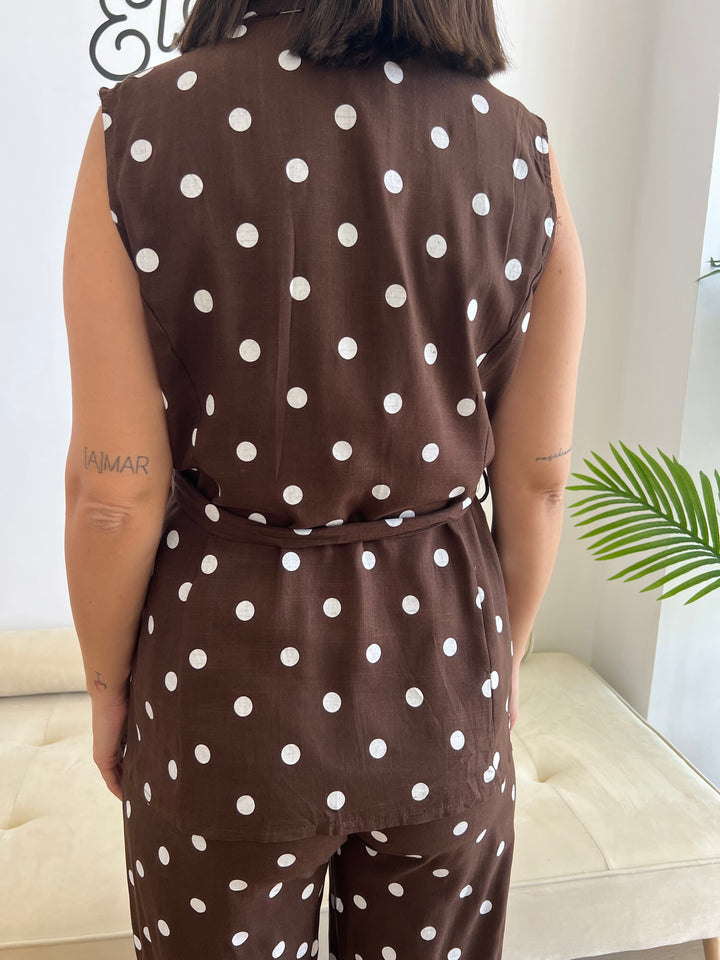 Conjunto Lunares marrón