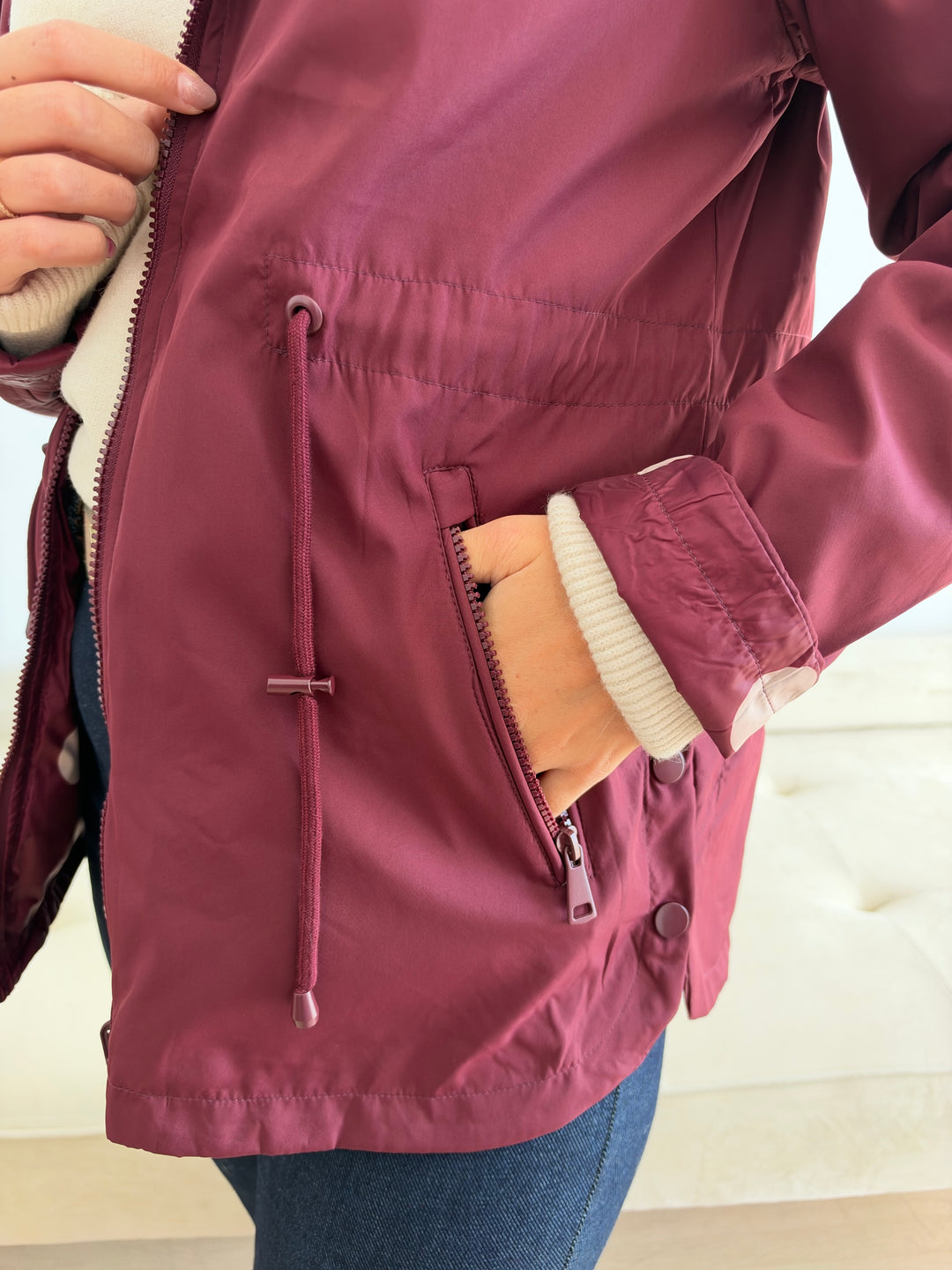 Chaqueta reversible Lunares burdeos