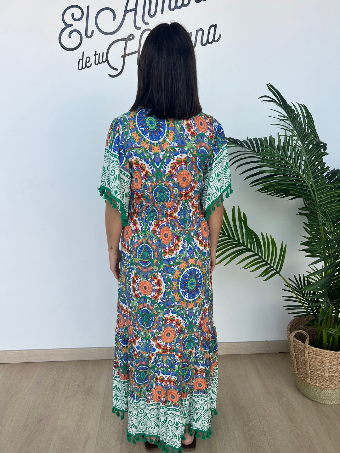 Vestido Davinia azul y verde