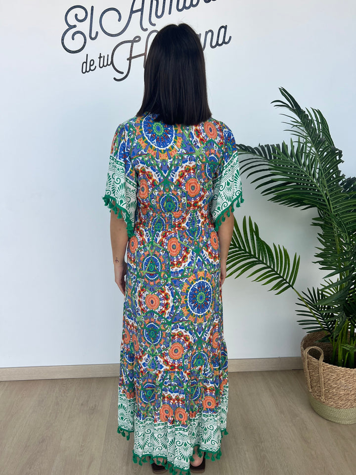 Vestido Davinia azul y verde