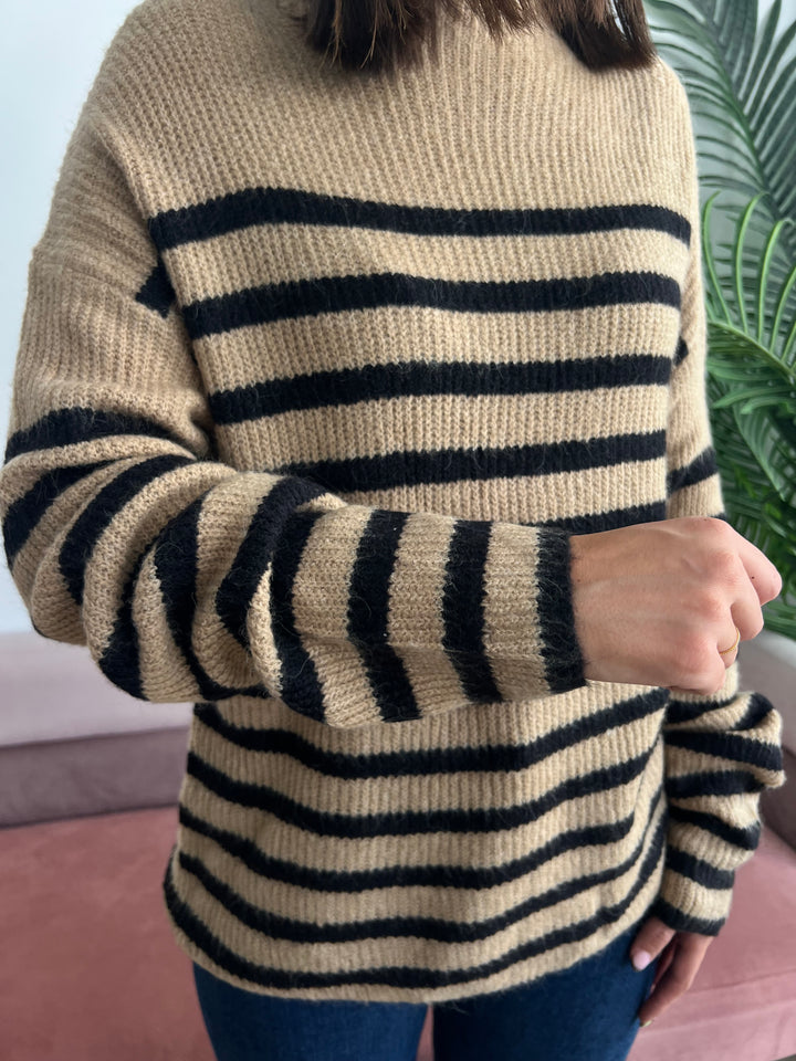 Jersey Carlota camel y negro