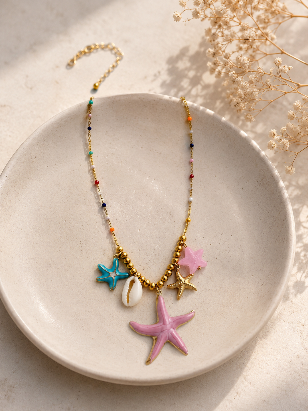 Collar Estrella rosa (acero)