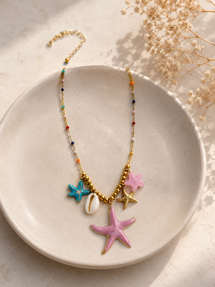 Collar Estrella rosa (acero)