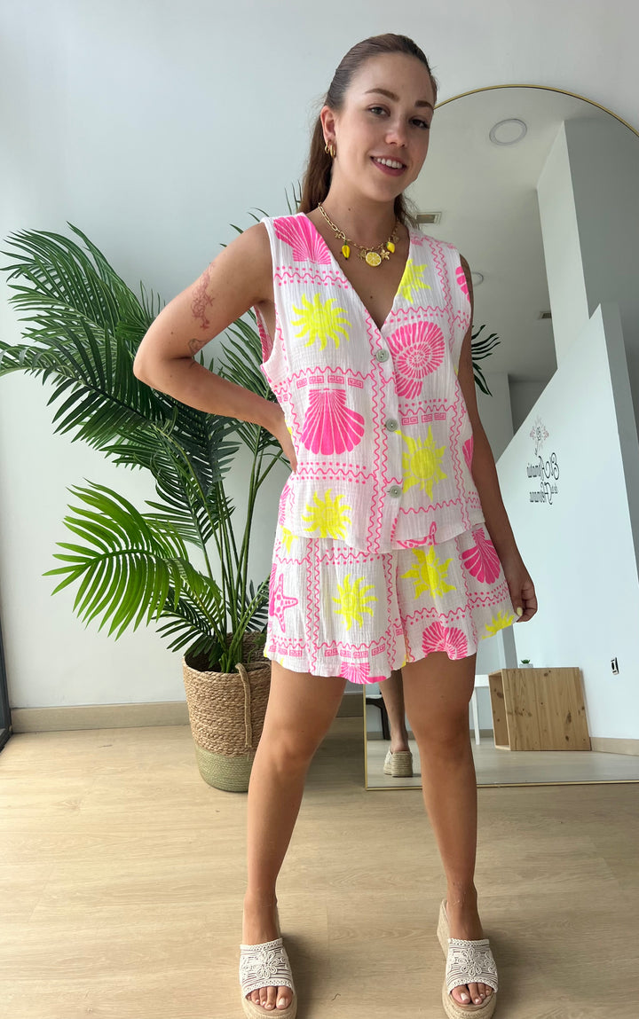 Conjunto Beach rosa
