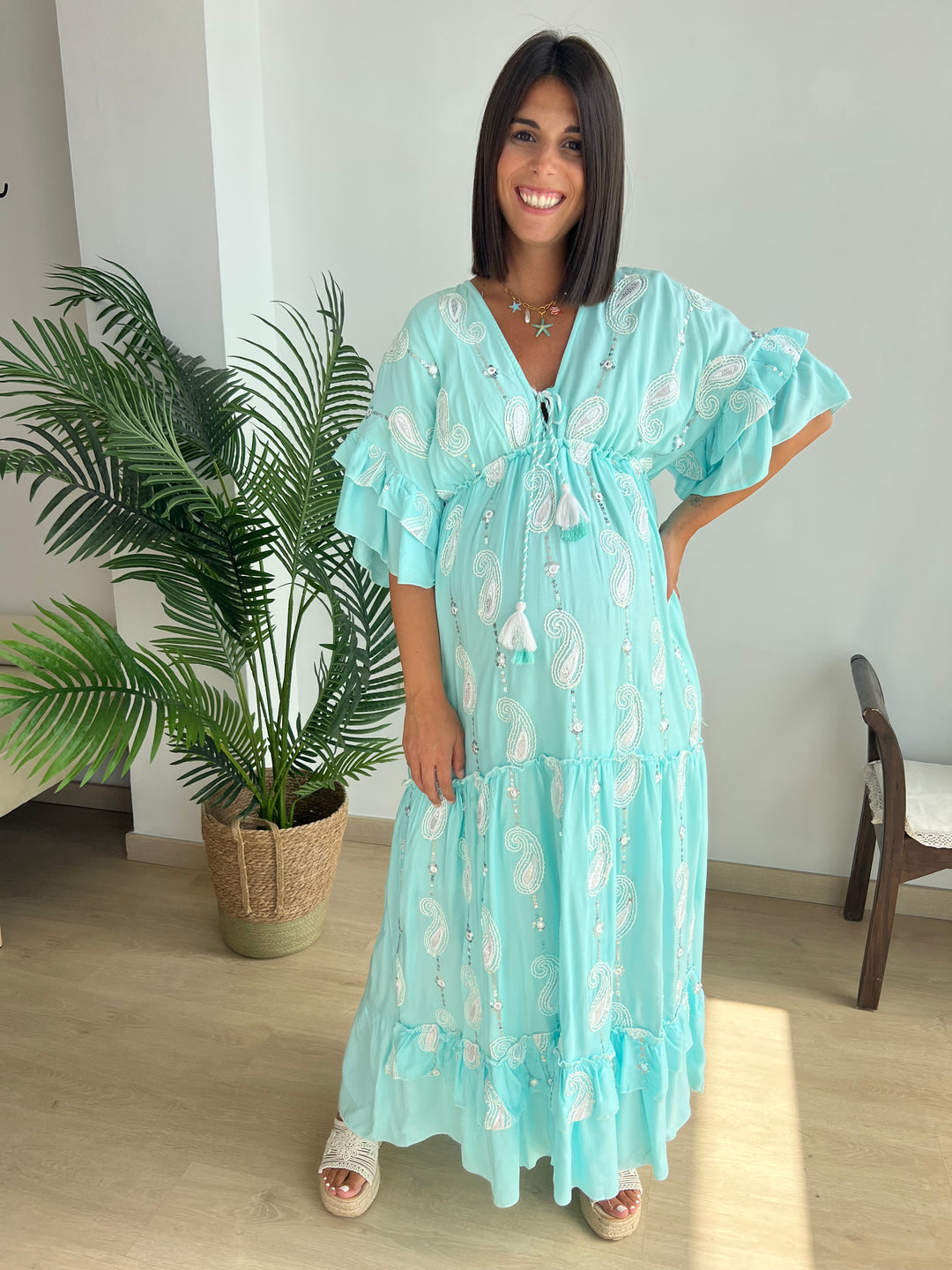 Vestido Malú turquesa