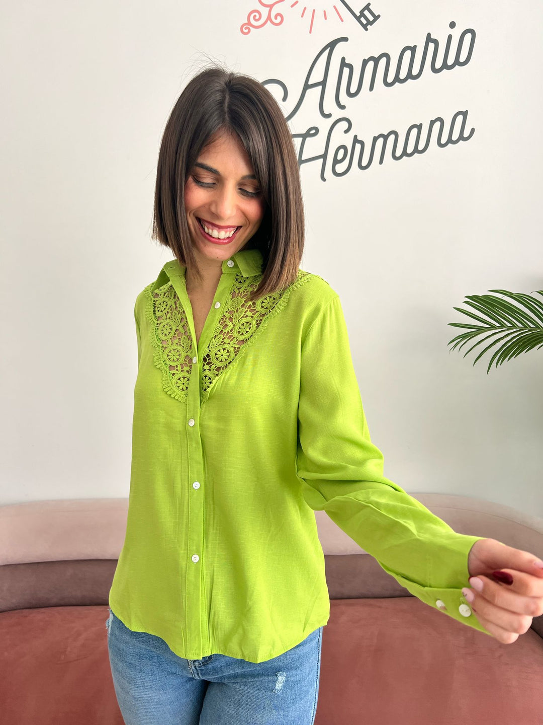 Camisa Laura verde lima