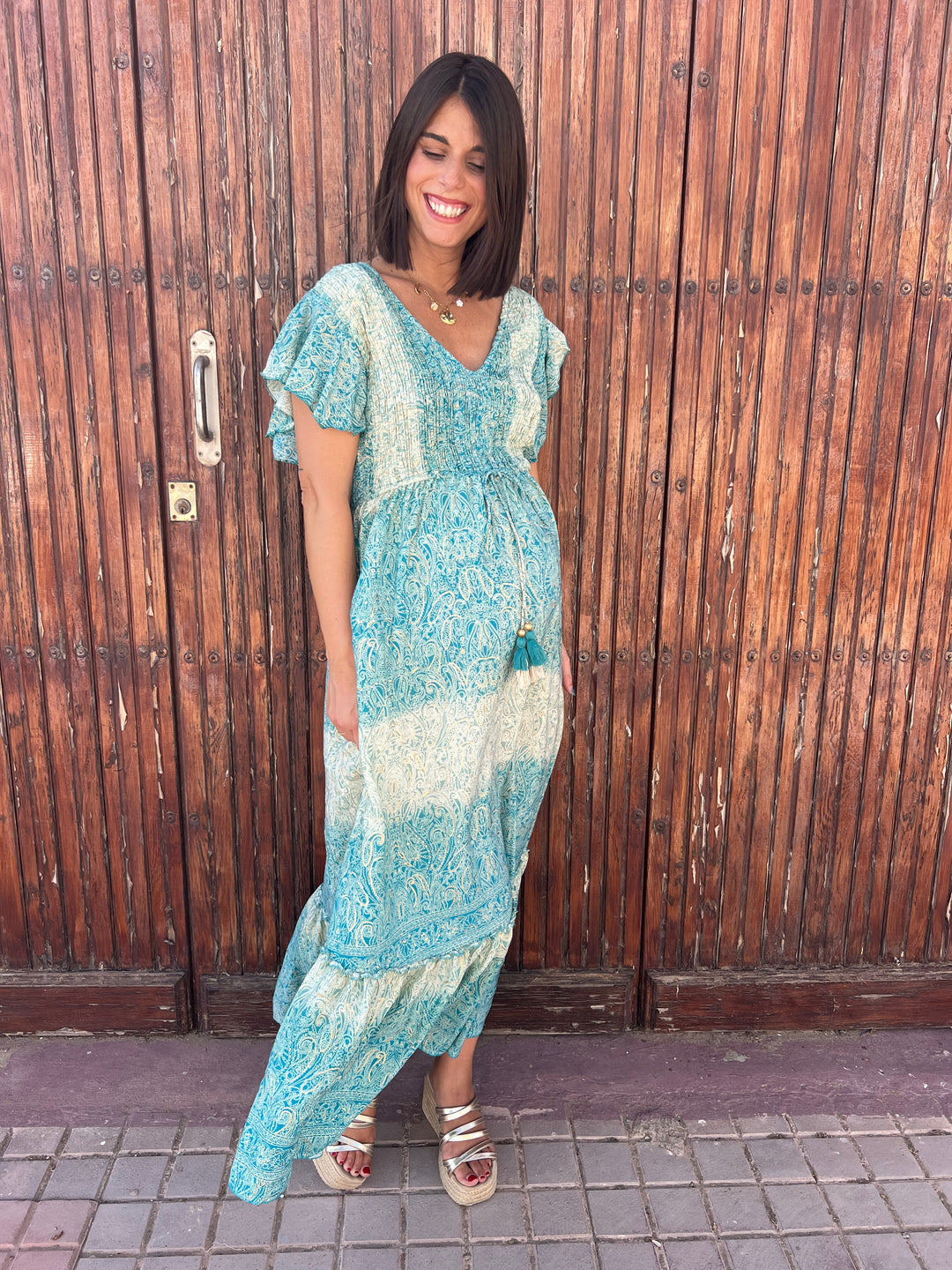Vestido Mikonos turquesa