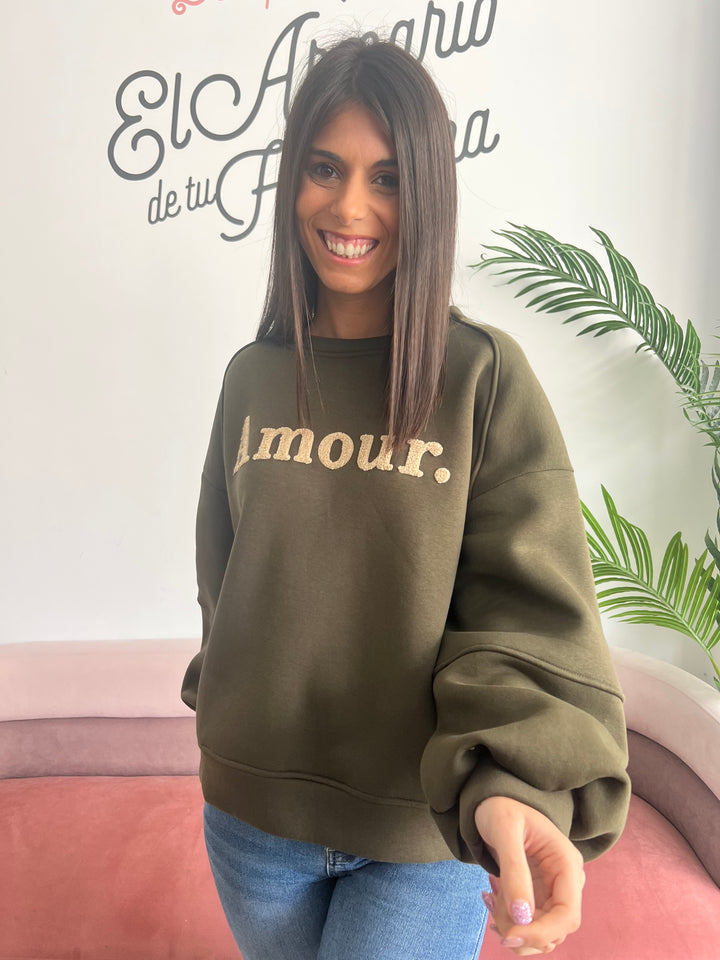 Sudadera Amour verde militar