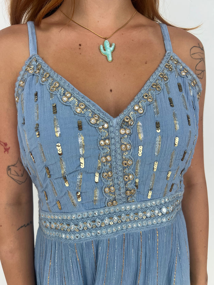 Vestido Habana azul y turquesa