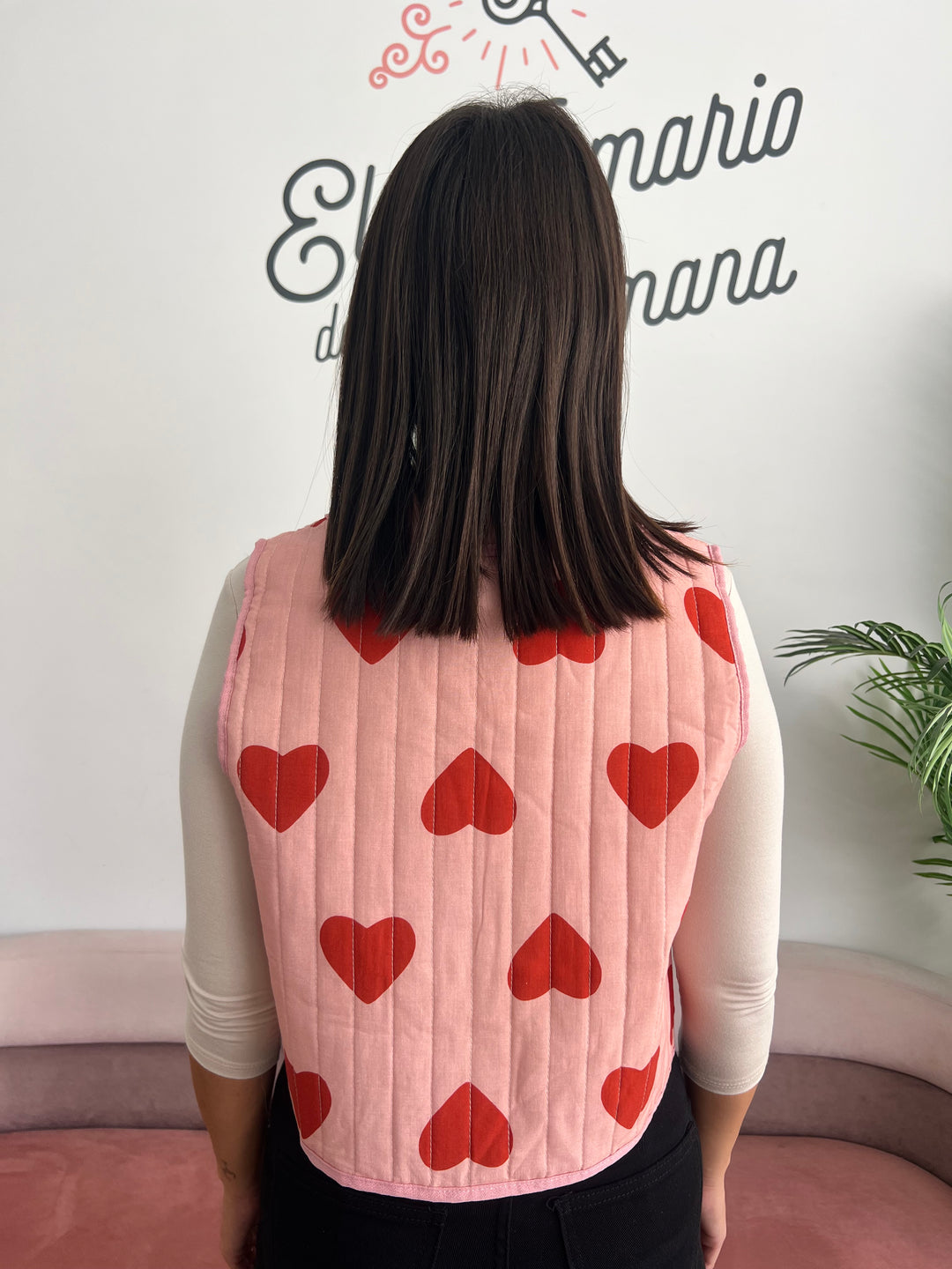 Chaleco Corazones rosa