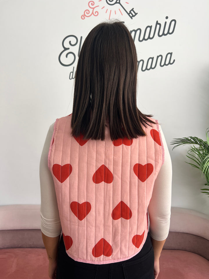 Chaleco Corazones rosa