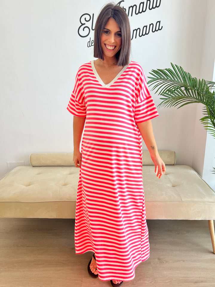 Vestido Rayas fucsia